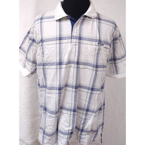 Wrangler Jean Co Twenty X Mens XL White Blue Stripe Short Sleeve Logo Polo Shirt - Picture 1 of 12